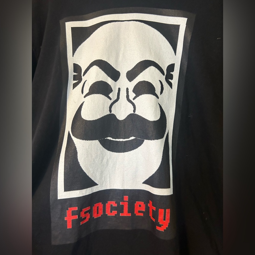 Black F society anonymous mask T-Shirt rebel hack Mr. Robot - Picture 2 of 5